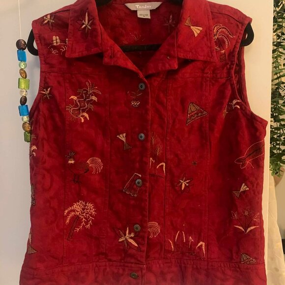 Funky Folky Red Vest - Picture 2 of 5